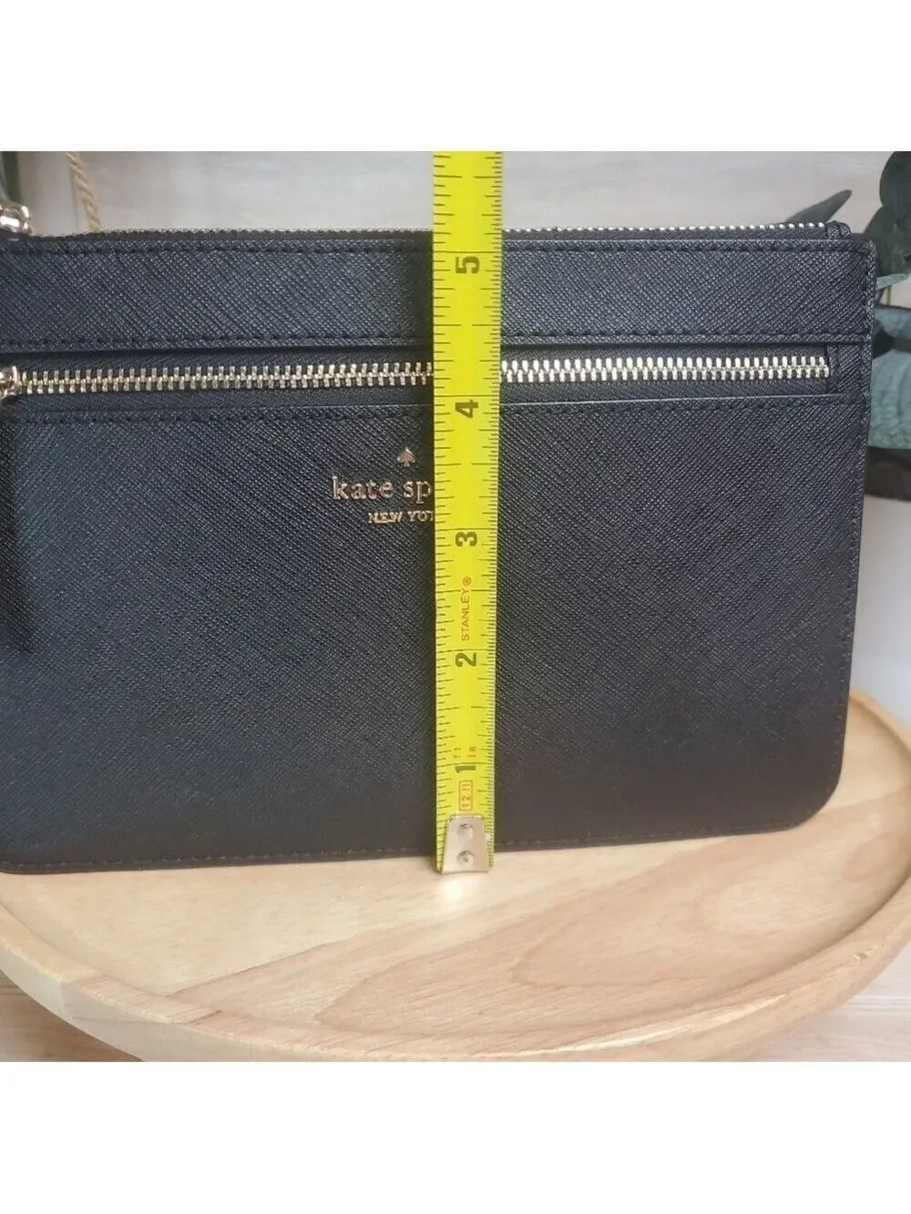 Kate Spade New York Black Leather Wristlet Wallet Mini Purse